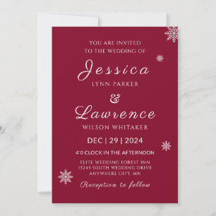 Invitation Mariage d'hiver élégant et moderne en Bourgogne