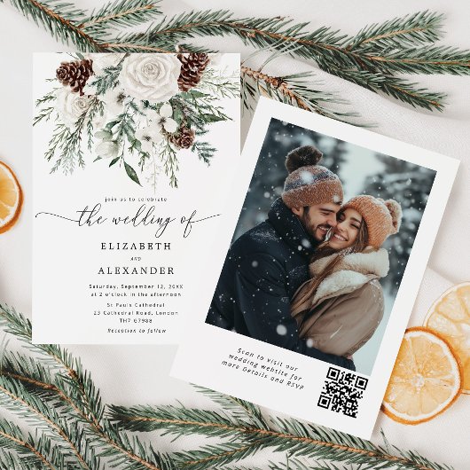 Invitation Mariage d'hiver élégant et persistant