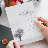 Invitation Mariage d'hiver élégant - Flocon de neige noir et