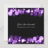 Invitation Mariage d'hiver élégant Lumières violettes (Dos)