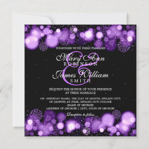 Invitation Mariage d'hiver élégant Lumières violettes