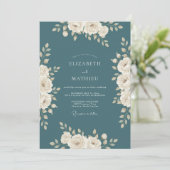 Invitation Mariage d'hiver élégant sarcelle foncée (Debout devant)