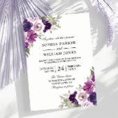Invitation Mariage d'hiver élégant violet violet fleuri