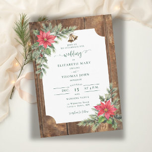 Invitation Mariage d'hiver en bois rustique de grange avec ve