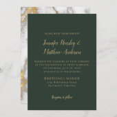 Invitation Mariage d'hiver en marbre à feuillage persistant e (Devant / Derrière)