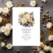 Invitation Mariage d'hiver en or, noir et blanc