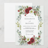 Invitation Mariage d'hiver ensorcelant rouge (Devant / Derrière)