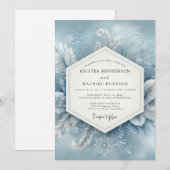 Invitation Mariage d'hiver éthéré bleu ardoise (Devant / Derrière)