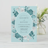 Invitation Mariage d'hiver éthéré bleu sarcelle (Debout devant)