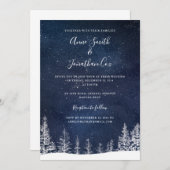 Invitation Mariage d'hiver Etoiles de neige Marine Bleu Blanc (Devant / Derrière)