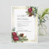 Invitation Mariage d'hiver Eucalyptus Rose de Bourgogne (Debout devant)