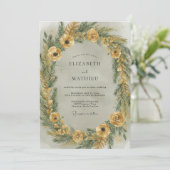 Invitation Mariage d'hiver Evergreen Moutarde (Debout devant)