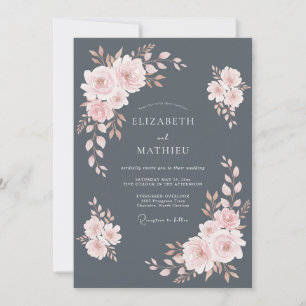 Invitation Mariage d'hiver exquis gris ardoise