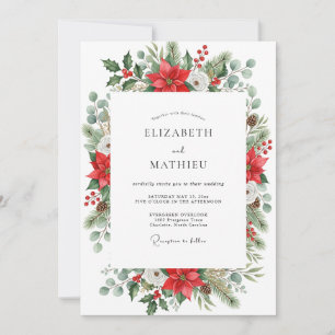 Invitation Mariage d'hiver festif rouge
