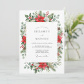 Invitation Mariage d'hiver festif rouge (Debout devant)