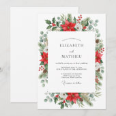 Invitation Mariage d'hiver festif rouge (Devant / Derrière)