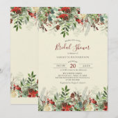 Invitation Mariage d'hiver Fête des mariées de baies florales (Devant / Derrière)