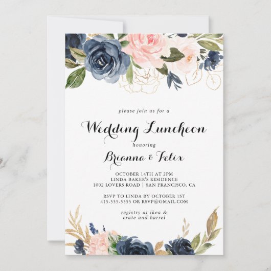 Invitation Mariage d'hiver Fête des mariées de déjeuner (Devant)