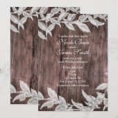Invitation Mariage d'hiver feuilles blanches et argentées Boi (Devant / Derrière)