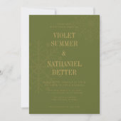 Invitation Mariage d'hiver flocon de neige propre vert olive (Devant)