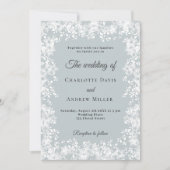 Invitation Mariage d'hiver flocons de neige bleu gris (Devant)