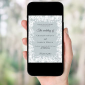 Invitation Mariage d'hiver flocons de neige bleu gris