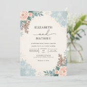 Invitation Mariage d'hiver floral à la broche (Debout devant)