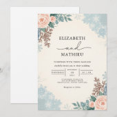 Invitation Mariage d'hiver floral à la broche (Devant / Derrière)