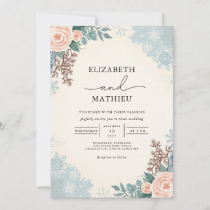 Invitation Mariage d'hiver floral à la broche