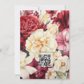 Invitation Mariage d'hiver floral de grenat et crème (Dos)