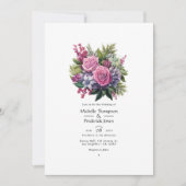 Invitation Mariage d'hiver floral de raisin et de pin (Devant)