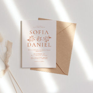 Invitation Mariage d'hiver floral minimaliste