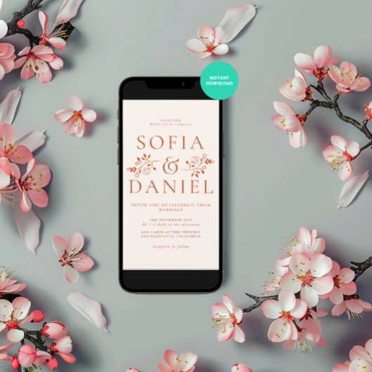 Invitation Mariage d'hiver floral minimaliste