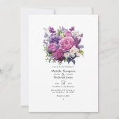 Invitation Mariage d'hiver floral pourpre Medley (Devant)