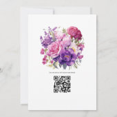 Invitation Mariage d'hiver floral pourpre Medley (Dos)