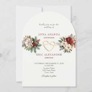 Invitation Mariage d'hiver floral rustique