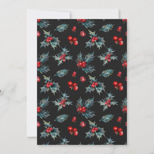 Invitation Mariage d'hiver foncé Fête Berries & Pine Cônes (Dos)