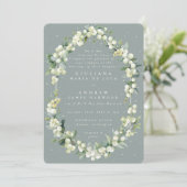 Invitation Mariage d'hiver Formal Green Snowberry+Eucalyptus (Debout devant)