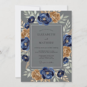 Invitation Mariage d'hiver formel bleu marine