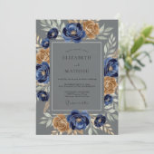 Invitation Mariage d'hiver formel bleu marine (Debout devant)