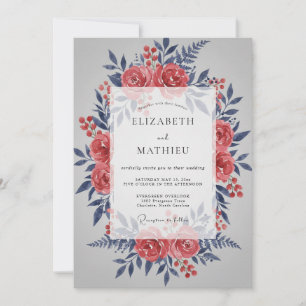 Invitation Mariage d'hiver formel en Bourgogne