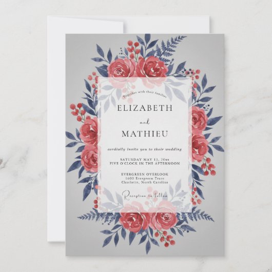 Invitation Mariage d'hiver formel en Bourgogne (Devant)