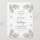 Invitation Mariage d'hiver gelé en argent (Devant / Derrière)