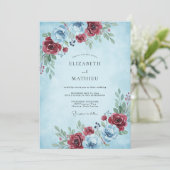 Invitation Mariage d'hiver givré bleu clair (Debout devant)