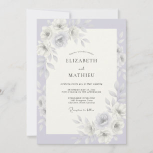 Invitation Mariage d'hiver givré lavande