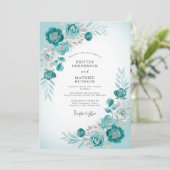 Invitation Mariage d'hiver givré sarcelle (Debout devant)