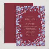 Invitation Mariage d'hiver glacial bordeaux (Devant / Derrière)