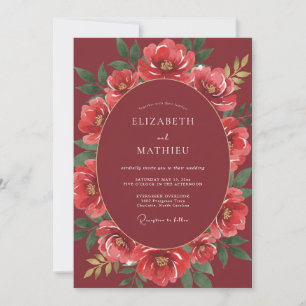 Invitation Mariage d'Hiver Glamour Écarlate