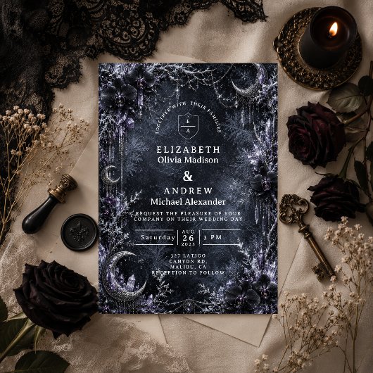 Invitation Mariage d'hiver gothique enchanté