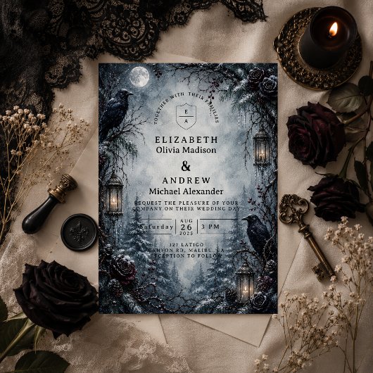 Invitation Mariage d'hiver gothique romantique